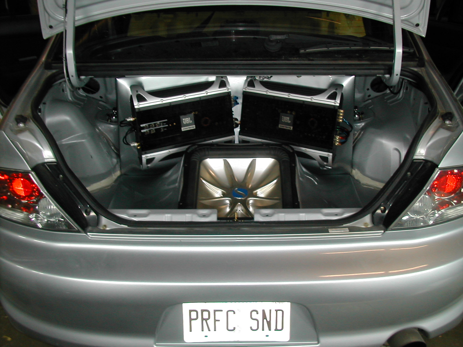 Custom subwoofer installation at Perfect Soundz Speed Shop